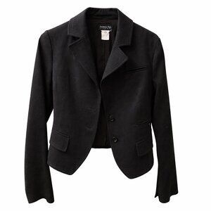 Patrizia Pepe Firenze Black Wool Cropped Blazer Jacket Size 44